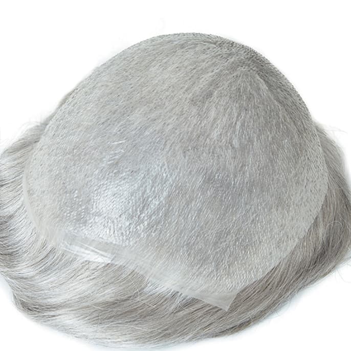 NL22220 Custom Men's Grey Toupee Wholesale 0.03 mm Ultra-Thin PU Base
